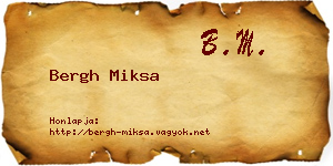 Bergh Miksa névjegykártya
